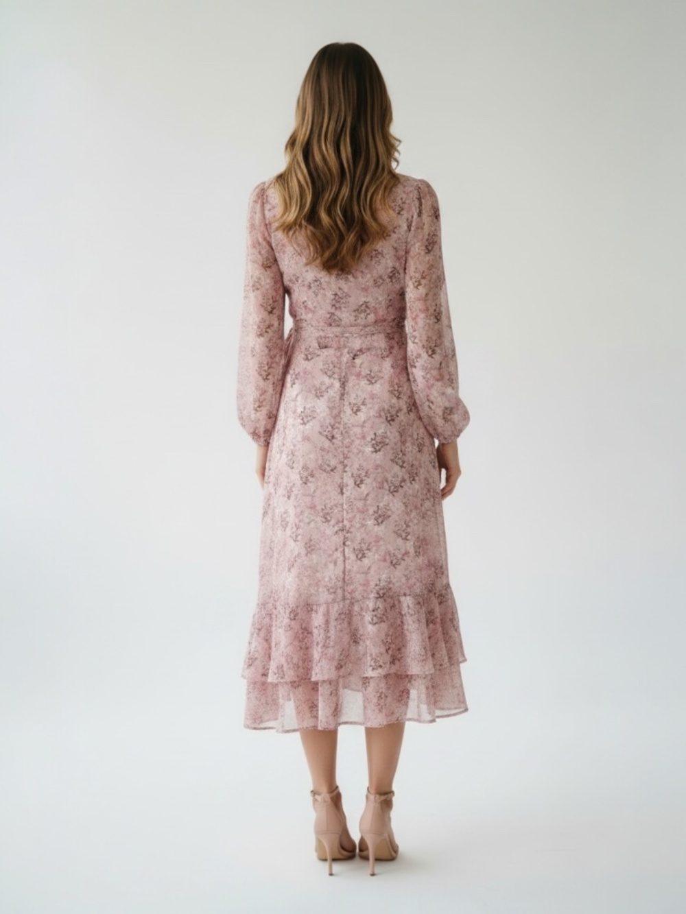 Lush Dusty Pink Flowered Maxi Dress Size Small - Picture 3 of 12